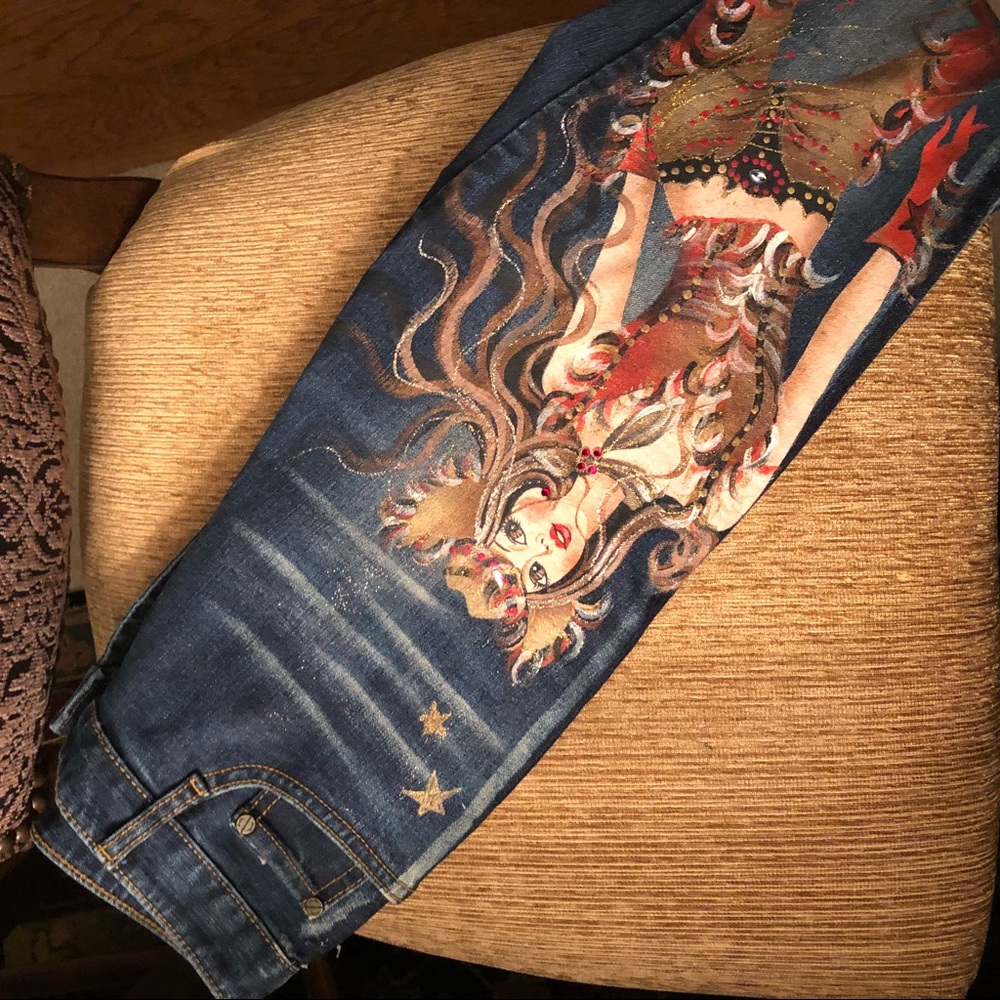 HAND PAINTED BOUTIQUE DENIM JEANS